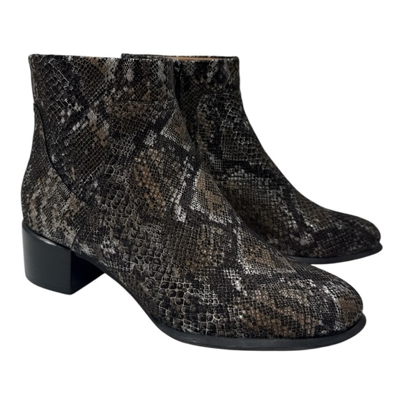 Vionic Kamryn Pewter Boa Brown Snakeskin Ankle Boots Booties Size 6 - Picture 8 of 11